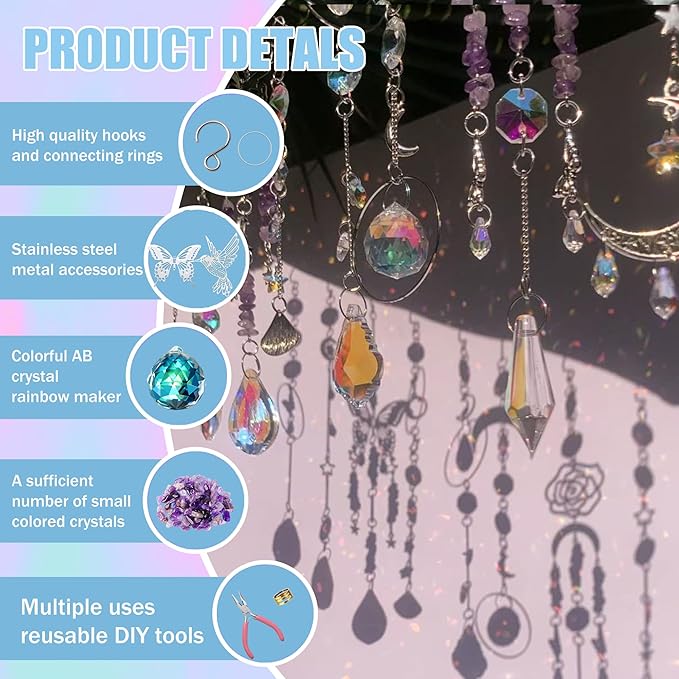 10 Sets DIY Suncatchers 420pcs Sun Catchers Making Supplies Kit Crafts for Adults Hanging Prism Sun Catcher with Crystals Rainbow Maker for Indoor Window Home Wedding Garden Spring Decor (hummingbird)-BloomoryGarden