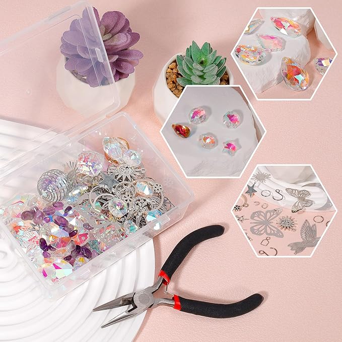 10 Set DIY Suncatcher Making Kits,Crystal Suncatcher Prism Hanging Kit with Hooks/Chain Rainbow Maker,Make Your Own Decorative Hanging Suncatcher for Adults Wedding Windows Home Garden-BloomoryGarden