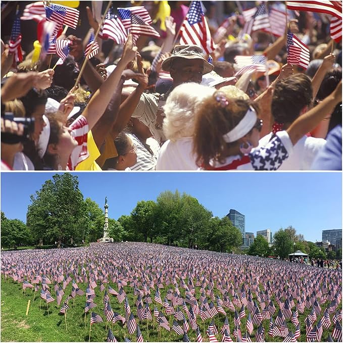 12 Pcs 12x18 Inch American Flags on Stick, American Flags for Outside, USA Stick Flag with Handheld and Grounded Multi-Purpose Flagpole, Memorial Day Decorations, 4th of July, Veterans Day, Patriotic Decorations-BloomoryGarden