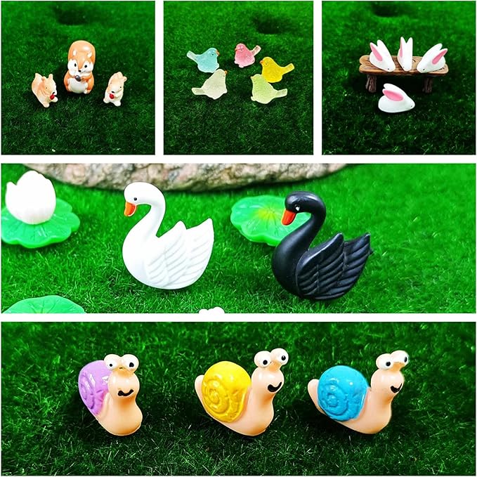 100 Pcs Mini Resin Animals Figures, Forest Tiny Plastic Animals Figurines to Hide Miniature Fairy Garden Decorations Accessories-BloomoryGarden