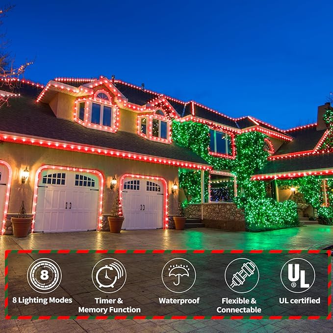 100ft LED Rope Lights Outdoor, 720 LED Connectable and Flexible Tube Lights with 8 Modes, Waterproof LED Rope Lighting for Garden, Patio, Pool, Bedroom, Party, Indoor Outdoor Christmas Decor (Red)-BloomoryGarden