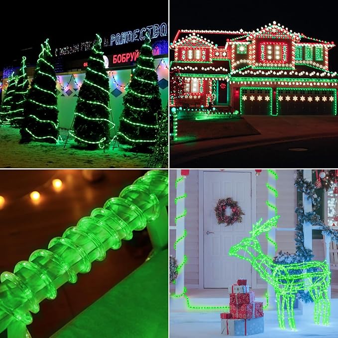 100ft LED Rope Lights Outdoor, 720 LED Connectable and Flexible Tube Lights with 8 Modes, Waterproof LED Rope Lighting for Garden, Patio, Pool, Bedroom, Party, Indoor Outdoor Christmas Decor (Green)-BloomoryGarden