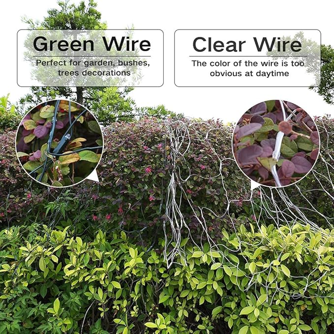 Lomotech 12ft x 5ft 360 LED Christmas Net Lights, 8 Modes Waterproof With Timer Low Voltage Connectable Mesh Lights for Trees, Bushes, Shurb, Garden, Outdoor Decoration(Green Wire, Blue)-BloomoryGarden