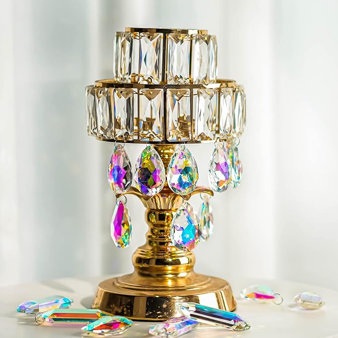 12 Pieces 50mm Crystal Prisms Chandelier Colorful Bauhinia Ornament Pendants Rainbow Maker Hanging Prisms for Wedding Party Tree Garlands Decoration DIY Jewelry-BloomoryGarden