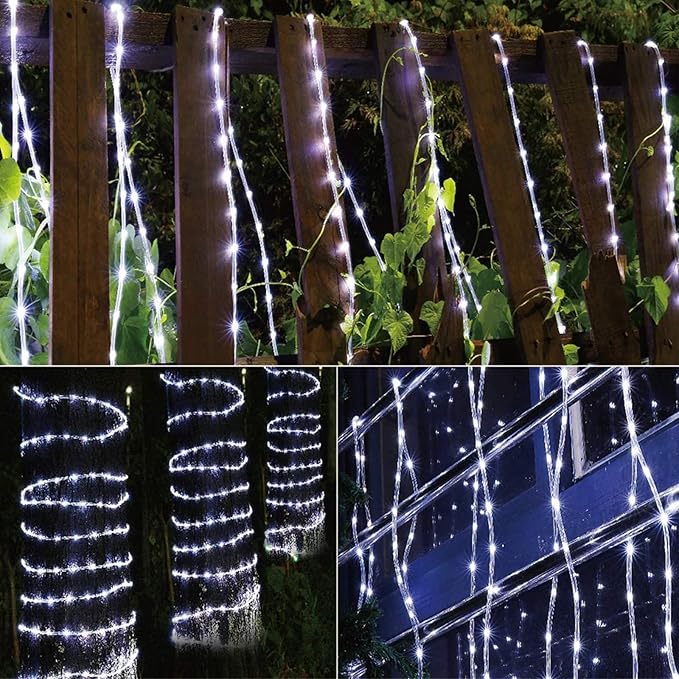 100ft LED Rope Lights Outdoor, 720 LED Connectable and Flexible Tube Lights with 8 Modes, Waterproof LED Rope Lighting for Garden, Patio, Pool, Bedroom, Party, Indoor Outdoor Decoration (White)-BloomoryGarden