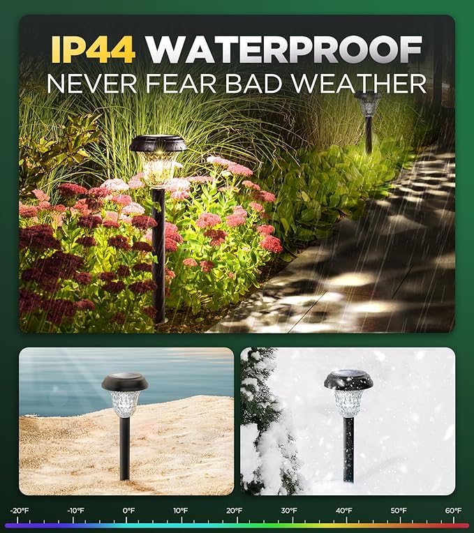 10 Pack Ultra Bright Solar Lights Outdoor Waterproof, from Dusk to Dawn Up to 12H Solar Light for Outside, Auto On/Off Solar Powered Garden Pathway Lights, Landscape Lighting (Cold White)-BloomoryGarden