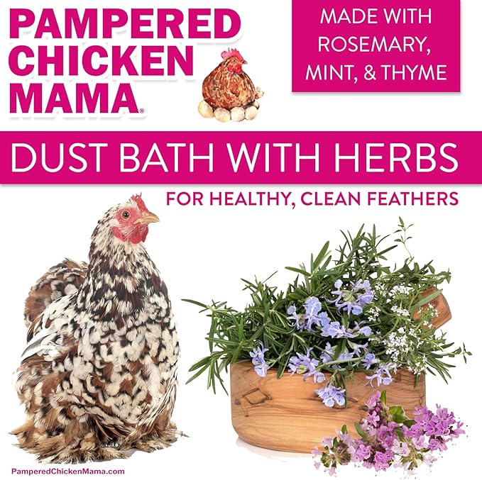 10.5 lb Pampered Chicken Mama Dust Bath with Organic Herbs & Essential Oils for Chickens, Quail, & Poultry | Dust Bath for Chickens to Keep Feathers Clean & Healthy-BloomoryGarden
