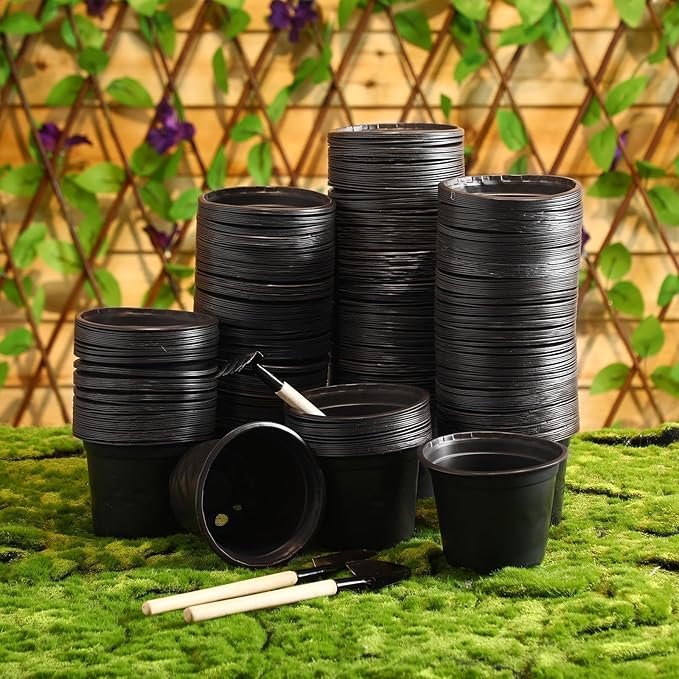 Hushee 1500 Pcs 4 Inch Plastic Plants Nursery Pots Bulk Seed Starting Plant Pots with Drainage Holes Indoor Outdoor for Flower Transplanting Garden Supplies (Black)