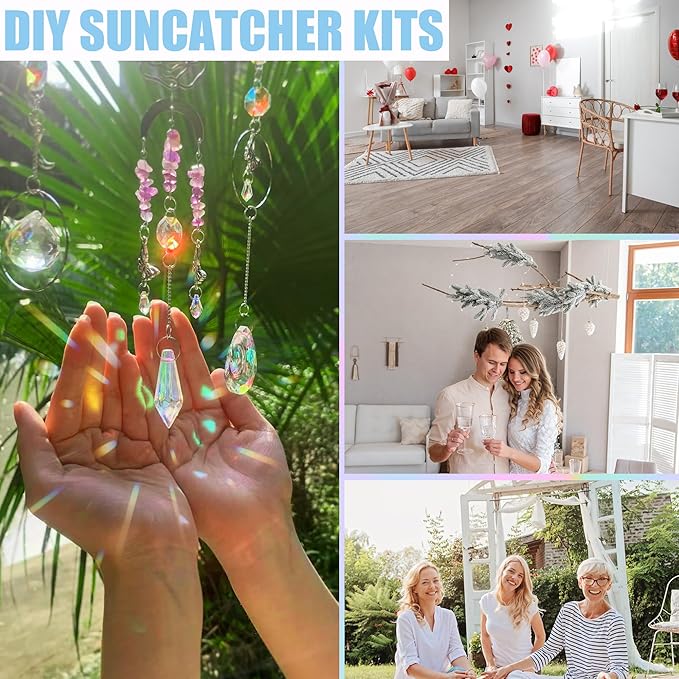 10 Sets DIY Suncatchers 420pcs Sun Catchers Making Supplies Kit Crafts for Adults Hanging Prism Sun Catcher with Crystals Rainbow Maker for Indoor Window Home Wedding Garden Spring Decor (hummingbird)-BloomoryGarden