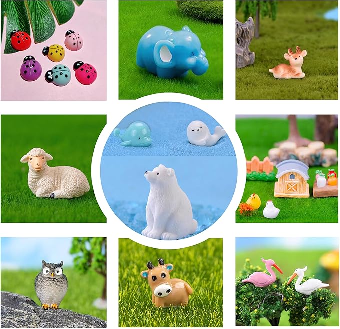 100 Pcs Mini Resin Animals Mini Duck Frog Mushroom Figures Model Kit for Miniature Garden Fairy Garden Dollhouse Decoration and Creative DIY-BloomoryGarden