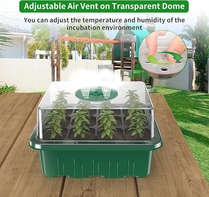120 Cells Reusable Seed Starter Tray, 10 Pack Seedling Starter Kit for Greenhouse Propagator Station Planting Growing (Green)-BloomoryGarden