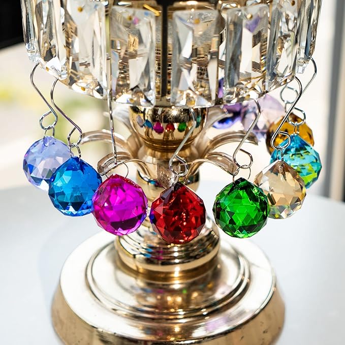10 Pack Crystal Ball 1.18"/30mm Prism Sun Shine Catcher Rainbow Pendants Maker, Hanging Crystals Prisms for Windows, for Feng Shui, for Gift (Multi-Colors)-BloomoryGarden