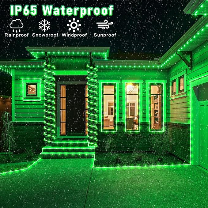 100FT 300 LED Rope Lights for Outside, St. Patrick Day String Lights Indoor with Waterproof 8 Modes, Connectable Plug in Fairy Twinkle Lights for Outdoor Patio Pool Party Holiday Decorations, Green-BloomoryGarden