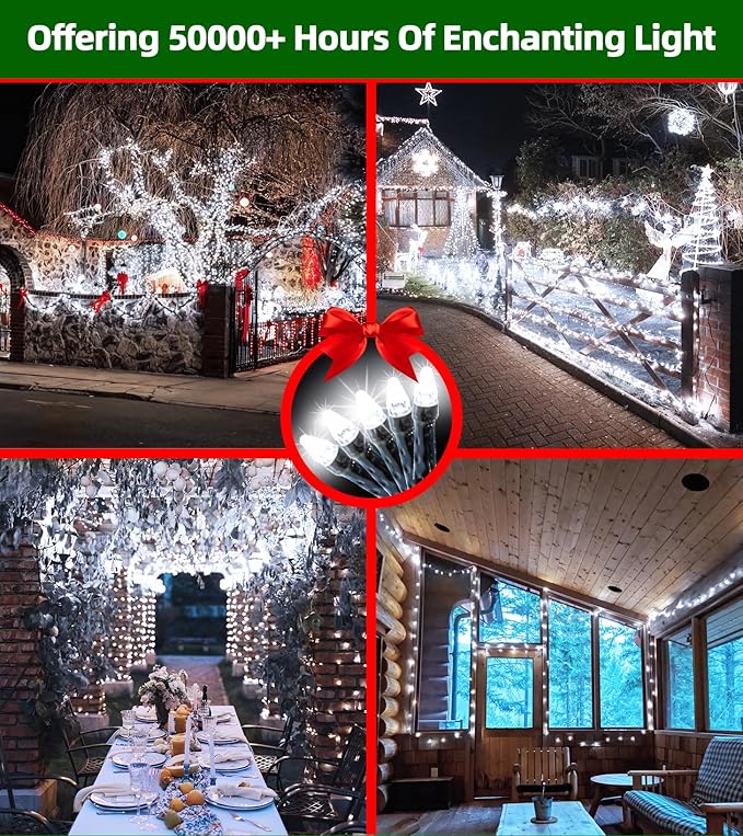 1500 LED 492FT Christmas Lights Outdoors, Green Wire LED String Lights with Timer Memory, Christmas Tree Lights for Indoor Outdoor Christmas Decorations Party Xmas Wedding Garden Patio Cool White-BloomoryGarden