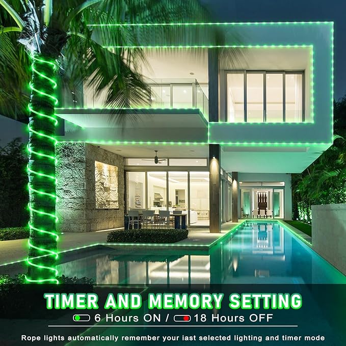 100FT 300 LED Rope Lights for Outside, St. Patrick Day String Lights Indoor with Waterproof 8 Modes, Connectable Plug in Fairy Twinkle Lights for Outdoor Patio Pool Party Holiday Decorations, Green-BloomoryGarden