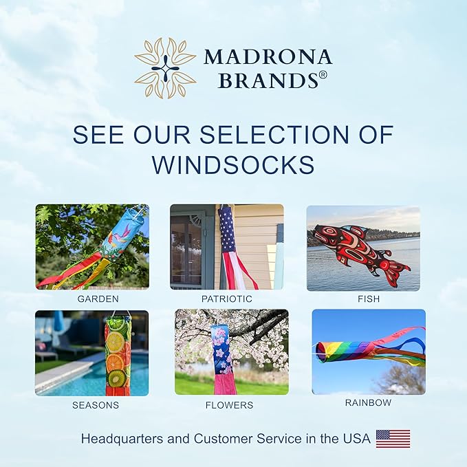 Madrona Brands Rainbow Fish Windsock | Durable Outdoor Hanging Decoration | Yard, Garden, Boat, Home and More | 40-Inch-BloomoryGarden