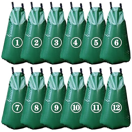 12 Pack 20 Gallon Tree Watering Bags, Reusable, Heavy Duty and Slow Release Gator Bags for Trees, Premium PVC Plant Drip Irrigation Bags,5-8 Hours Releasing Time-BloomoryGarden