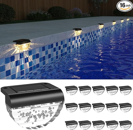 16 Pack Solar Deck Lights Outdoor, Solar Step Lights Waterproof for Outside, Yard, Patio, Garden, Pool, Railing, Stairs, Fence (Warm White)-BloomoryGarden