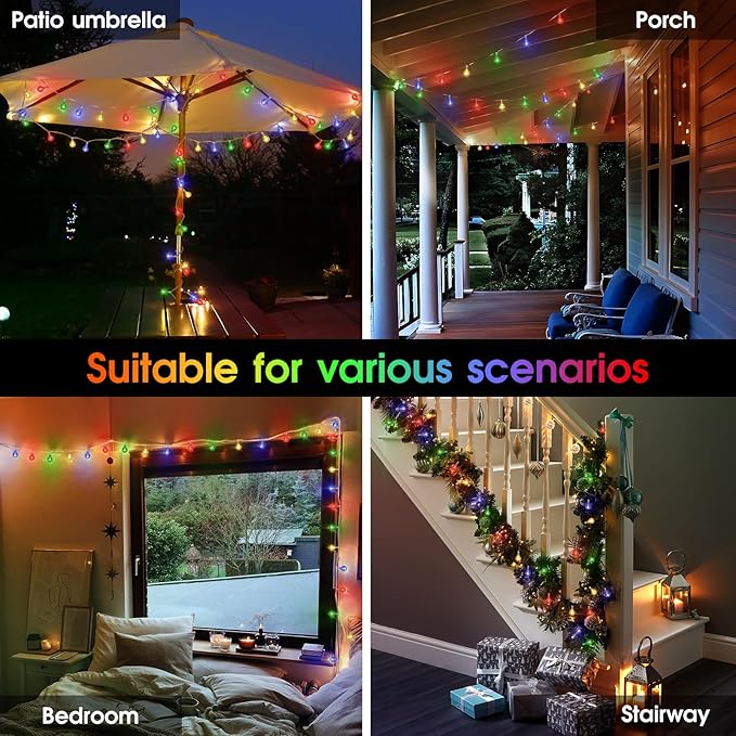 16.4ft 50LED Globe String Lights Indoor Bedroom Battery Operated, Crystal Fairy Light IP44 Waterproof Outdoor Hanging Decorative Lights for Home Tent Patio Garden Party Wedding Decor-BloomoryGarden