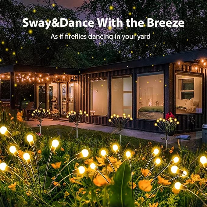 10-Pack Solar Outdoor Lights for Garden Decorations, 80 LED New Upgraded Solar Firefly Lights (Sway by Wind), Solar Lights Outdoor Waterproof for Outdoor Pathway Patio Yard Porch Decor (Warm White)-BloomoryGarden