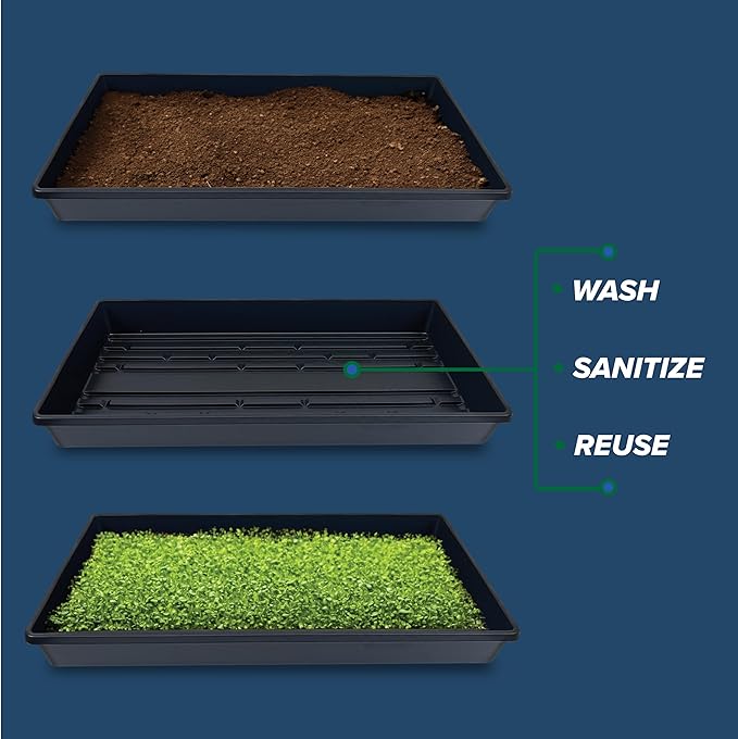 10 Plant Growing Trays (No Drain Holes) - 20" x 10" - Perfect Garden Seed Starter Grow Trays: for Seedlings, Indoor Gardening, Growing Microgreens, Wheatgrass & More - Soil or Hydroponic-BloomoryGarden