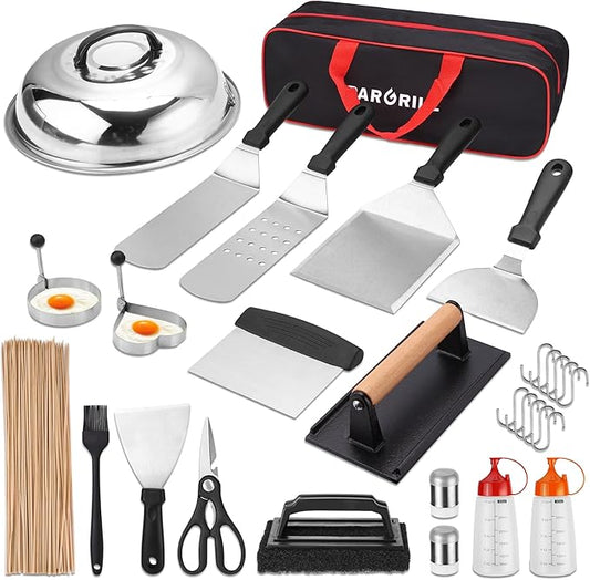 128 PCS Griddle Accessories Kit - Premium Flat Top Grill Accessories Set for Blackstone & Camp Chef, Stainless Steel BBQ Tool Utensils Gift Grilling Set for Lover Outdoor Men Women dad-BloomoryGarden