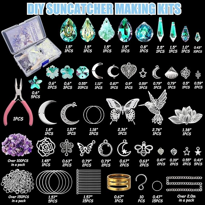 10 Sets DIY Suncatchers 420pcs Sun Catchers Making Supplies Kit Crafts for Adults Hanging Prism Sun Catcher with Crystals Rainbow Maker for Indoor Window Home Wedding Garden Spring Decor (hummingbird)-BloomoryGarden