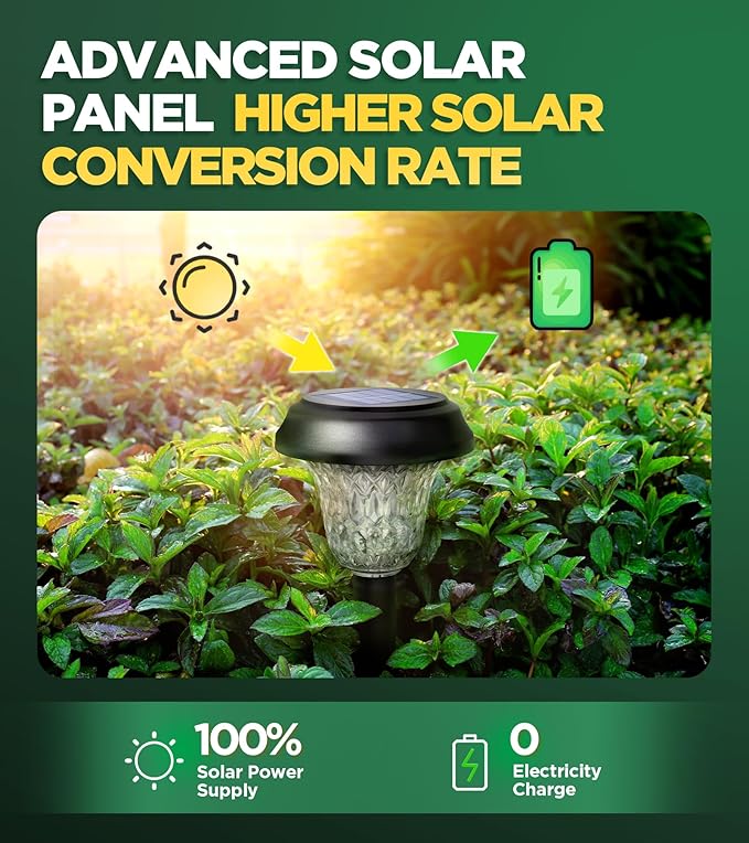 10 Pack Ultra Bright Solar Lights Outdoor Waterproof, from Dusk to Dawn Up to 12H Solar Light for Outside, Auto On/Off Solar Powered Garden Pathway Lights, Landscape Lighting (Cold White)-BloomoryGarden