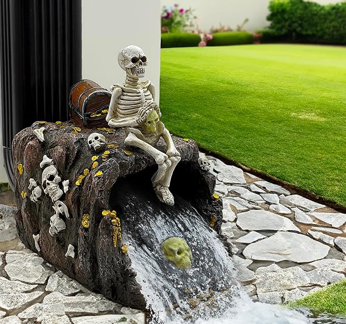 Luminous Skeleton Sculpture Gutter Downspout Extender,Garden Statue Ornament,Decor Downspout Diverter,Perfect Rain Diverter for 3"x4" Downspouts, Eco-Friendly Resin,Perfect Outdoor Decor Gift-BloomoryGarden