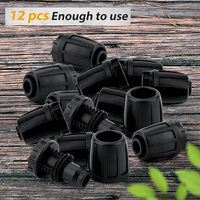 LUTER 12pcs 1/2 Inch Irrigation Fittings End Plugs, Drip Irrigation Fittings Tool Kit for (1/2" ID x0.6-0.63" OD) 16mm Drip Tubing Garden Irrigation System-BloomoryGarden