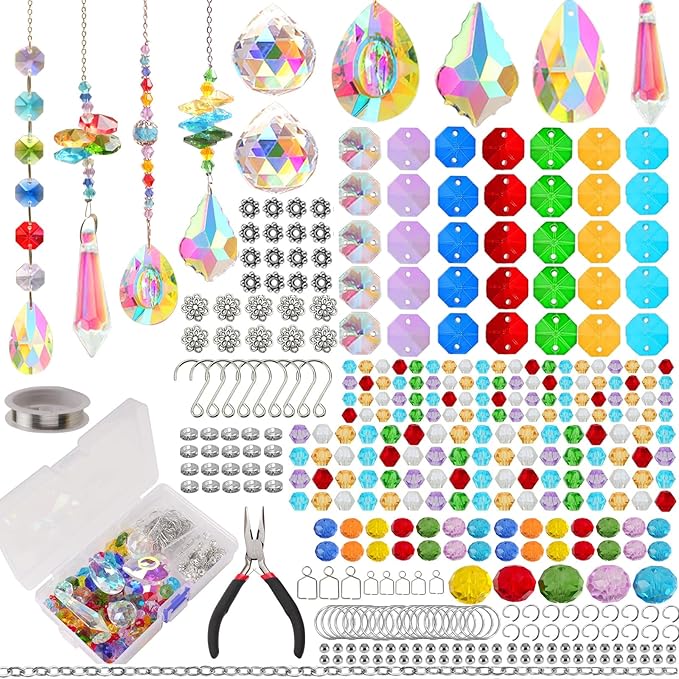 LPKADQA 500PCS Sun Catcher Kits for Adults Crystal Beads for Suncatchers DIY Suncatcher Making Kits for Indoor Outdoor Garden Decor Arts and Crafts for Adults-BloomoryGarden