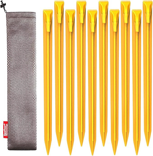 10-Pack Plastic Tent Stakes – 12-Inch Heavy Duty Canopy Anchoring Pegs for Camping, Gardening, Landscaping, Backpacking – Lightweight, Rust-Proof, Reusable Camping Stake-BloomoryGarden