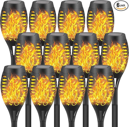 12-Pack Solar Flickering Flame Torches – Waterproof Solar Garden Lights, Outdoor Solar Lights for Yards, and Flame Torches for Patio and Pathway Decorations-BloomoryGarden
