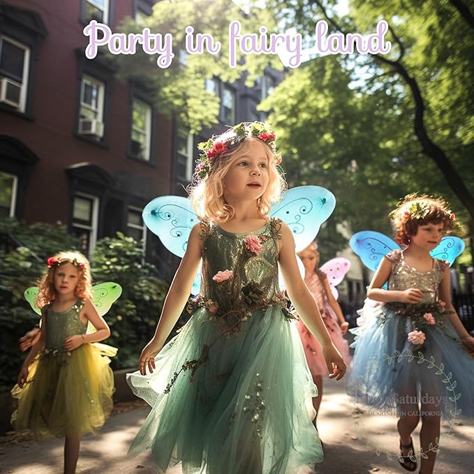 LOLASATURDAYS- Fairy Wings, Butterfly Wings, Fairy Wings Kids, Fairy Costume, Alas, Wings Costume, Tinkerbell Wings, Fairy Wings for Girls, Set of 6 (22" x 15")-BloomoryGarden