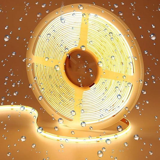 10M/32.8ft 24V COB LED Strip Light Waterproof IP65 Warm White 3000K Uniform Glow 3840LEDs CRI 93+ Flexible LED Tape Lights for DIY Cabinet Bedroom Kitchen Home Decor(No Power Supply)-BloomoryGarden