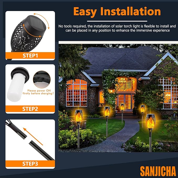 10 Pack Solar Lights Outdoor, Mini Solar Torch Lights with Flickering Flame for Garden Decor, Waterproof Solar Powered Outdoor Lights Solar Flame Torches for Pathway Patio Yard Porch Outside Decor-BloomoryGarden