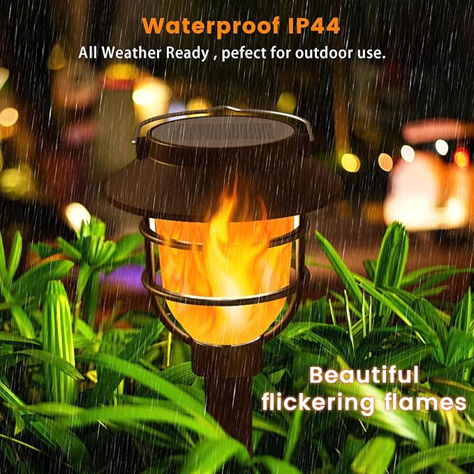 10 Pack Solar Pathway Lights Outdoor - Bright Solar Powered Garden Lights with Flickering Flame, Auto On/Off Waterproof Path Lights Decorative, Landscape Lighting for Yard Patio Walkway Driveway-BloomoryGarden