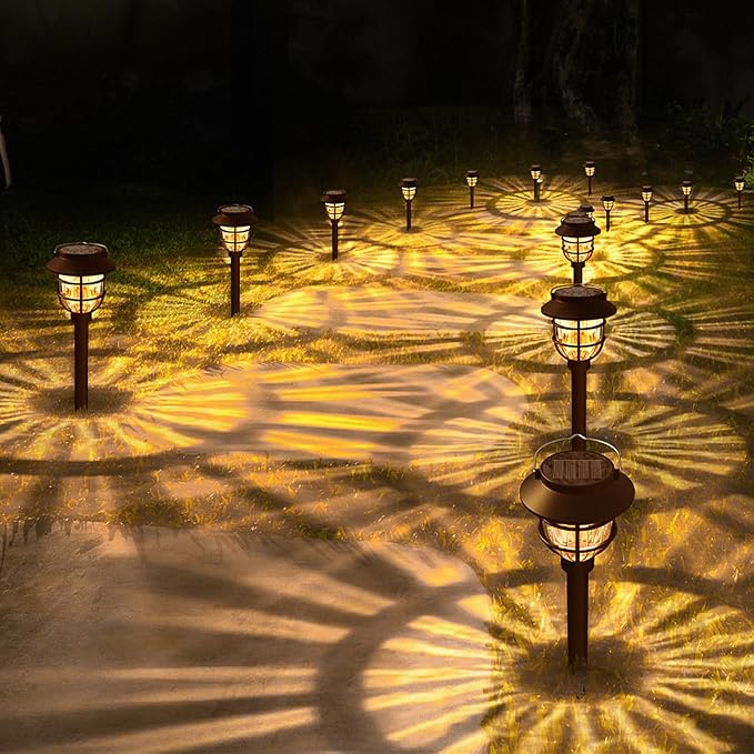 10 Pack Solar Pathway Lights Outdoor - Bright Solar Powered Garden Lights with 3000K Warm LED, Auto On/Off Waterproof Path Lights Decorative, Landscape Lighting for Yard Patio Walkway Driveway-BloomoryGarden