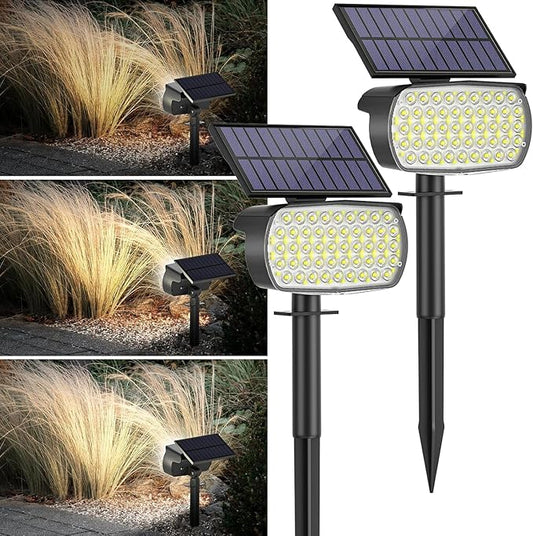 108 LED Solar Spot Lights Outdoor, Solar Lights Outdoor IP65 Waterproof, 3 Modes Solar Landscape Spotlights, Large Panel Solar Powered Lights for Garden Yard Pathway(Cool White/2 Pack)-BloomoryGarden