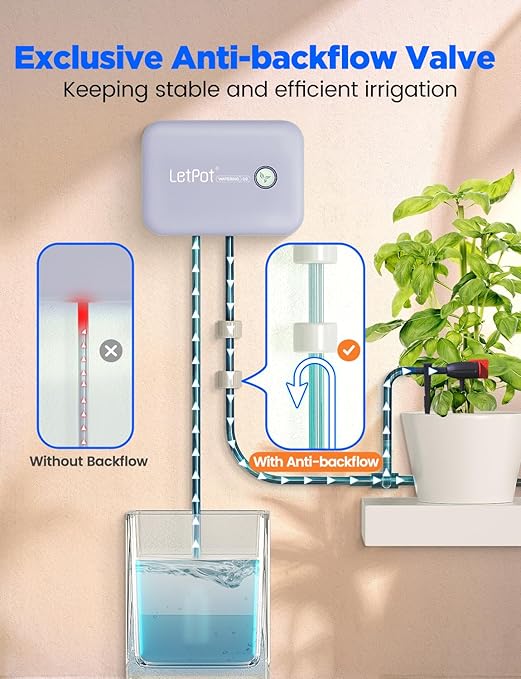 LetPot Automatic Watering System for Potted Plants, Drip Irrigation Kit System, Smart Plant Watering Devices for Indoor Outdoor, Water Shortage Remind, IPX66 （Grey-BloomoryGarden