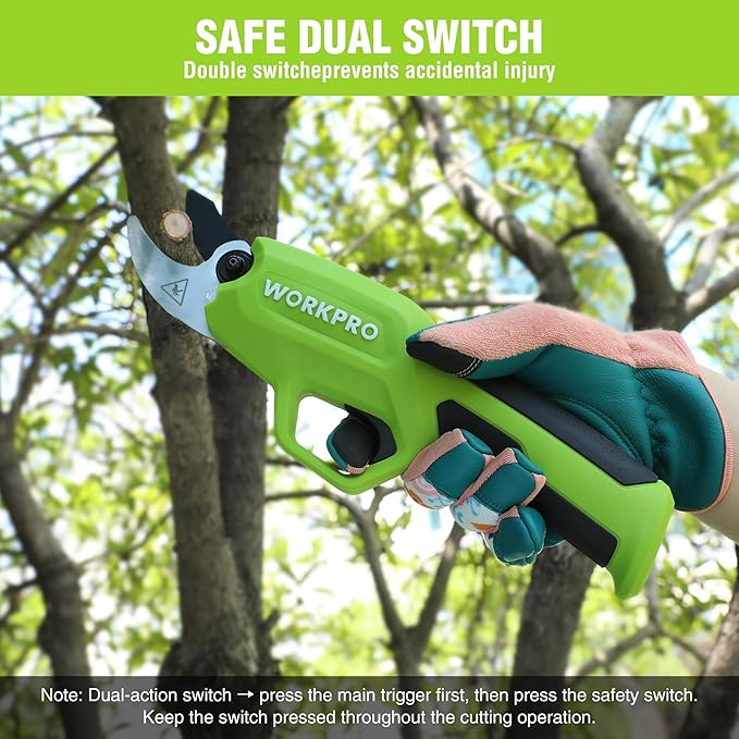 WORKPRO 7.2V Electric Pruning Shears, Battery Powered Pruning Shears, Cordless Tree Pruner, 0.8 Inch Cutting Diameter, Branch Cutter Gardening Scissors with Rechargeable Battery-BloomoryGarden