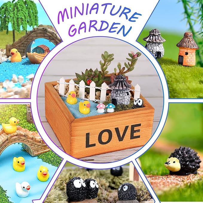 105 Miniature Fairy Garden Accessories, Fairy Garden Kit, Fairy Garden Animals, Miniature Figurines, Micro Landscape Ornaments Kit, Garden DIY Kit for Dollhouse Decoration Plant House Decor-BloomoryGarden