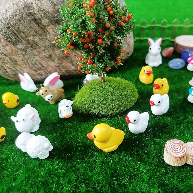 100 Pcs Mini Resin Animals Figures, Mixed Tiny Plastic Animals Figurines to Hide Miniature Fairy Garden Decorations Accessories-BloomoryGarden