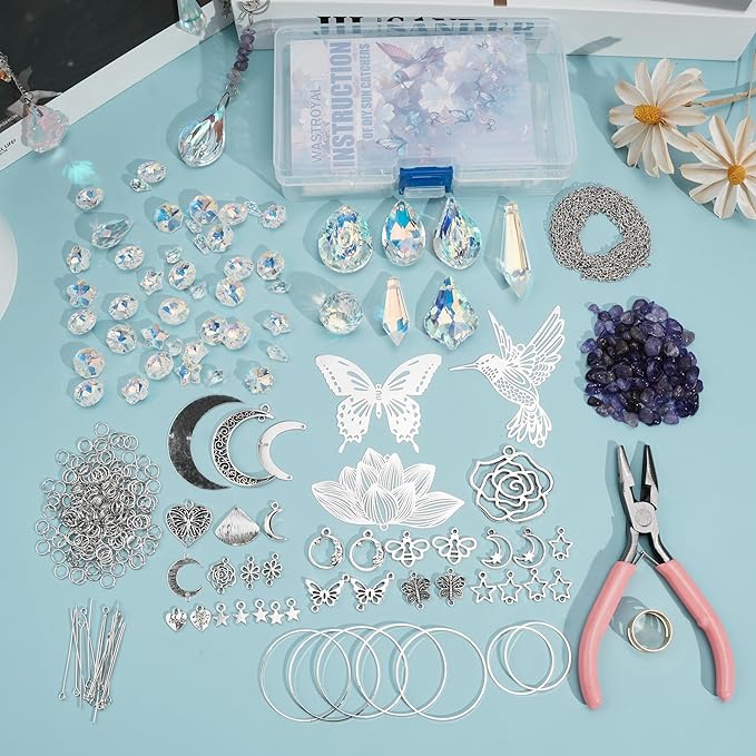 10 Sets DIY Suncatchers 420pcs Sun Catchers Making Supplies Kit Crafts for Adults Hanging Prism Sun Catcher with Crystals Rainbow Maker for Indoor Window Home Wedding Garden Spring Decor (hummingbird)-BloomoryGarden