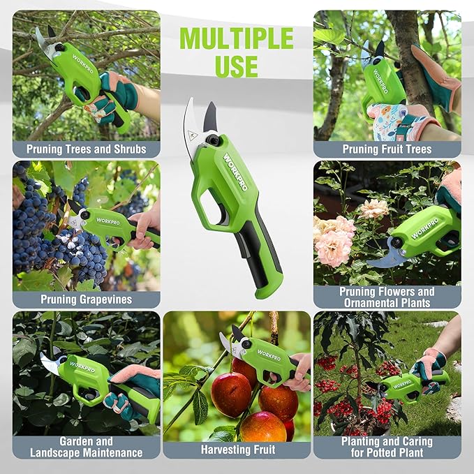 WORKPRO 7.2V Electric Pruning Shears, Battery Powered Pruning Shears, Cordless Tree Pruner, 0.8 Inch Cutting Diameter, Branch Cutter Gardening Scissors with Rechargeable Battery-BloomoryGarden