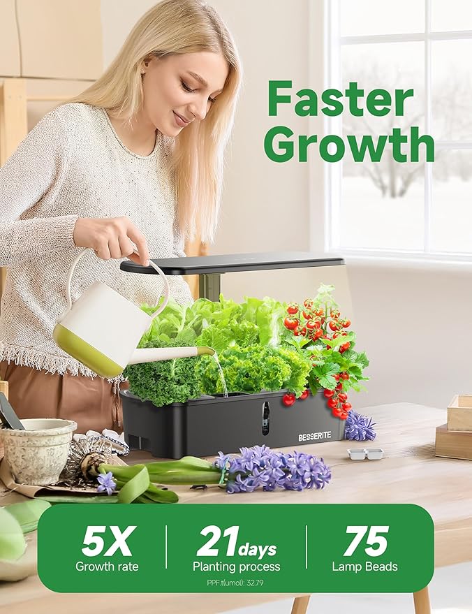 Hydroponics Growing System Kit 12 Pods,Indoor Herb Garden with Light,Kitchen Hydro Ponic Grow System, Countertop Hydro Garden,Smart Planting Kit Home,Plant Grower Inside Kit,Lettuce Grower