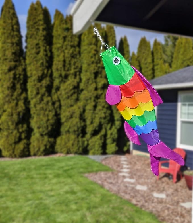 Madrona Brands Rainbow Fish Windsock | Durable Outdoor Hanging Decoration | Yard, Garden, Boat, Home and More | 40-Inch-BloomoryGarden