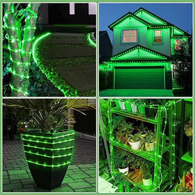 100FT 300 LED Rope Lights for Outside, St. Patrick Day String Lights Indoor with Waterproof 8 Modes, Connectable Plug in Fairy Twinkle Lights for Outdoor Patio Pool Party Holiday Decorations, Green-BloomoryGarden
