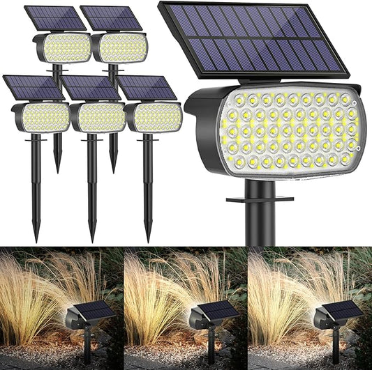 108 LED Solar Spot Lights Outdoor - IP65 Waterproof, 3 Modes Landscape Spotlights with Large Solar Panel - Cool White, 6 Pack-BloomoryGarden