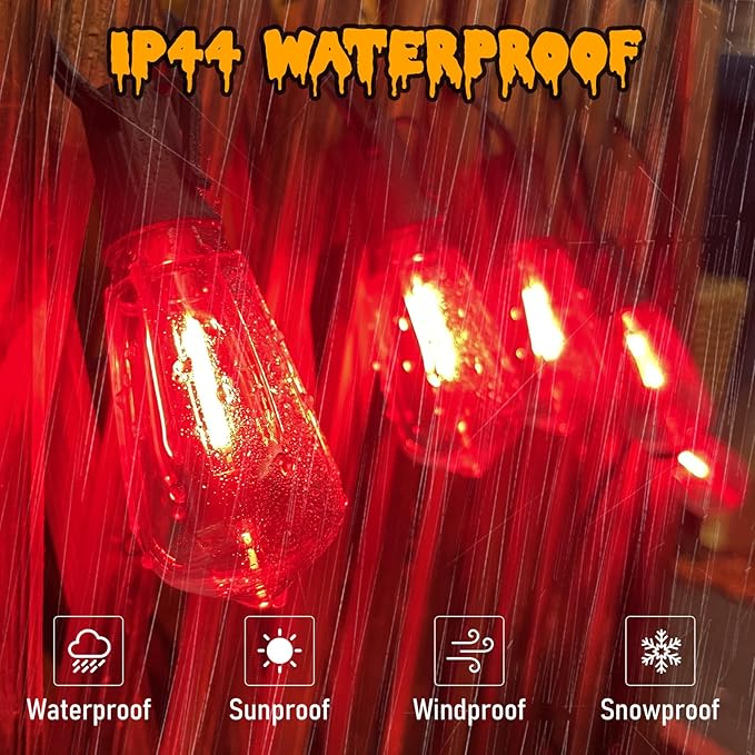 10Ft Halloween LED String Lights Outdoor with 10 ST40 Red Blood Drop Lights, UL Listed Connectable Halloween Patio Lights Set for Indoor Outdoor Backyard Garden Halloween Christmas Party Decor-BloomoryGarden
